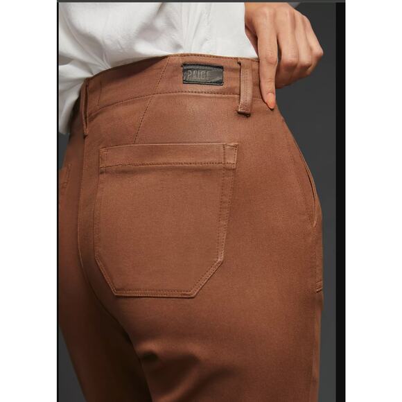 NWT Paige Cognac Mid-Rise Coated Jogger Jeans - 27 waist - Picture 4 of 6